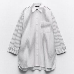 Zara Striped Oversized Button Down Top